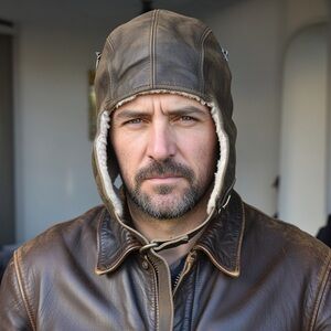 Dorfman Pacific Scala Classico Vintage Leather Aviator Hat Shearling Lined